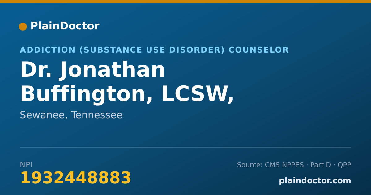 Shareable card for Jonathan Buffington, LCSW, LADAC II - Addiction (Substance Use Disorder) Counselor, Sewanee, TN