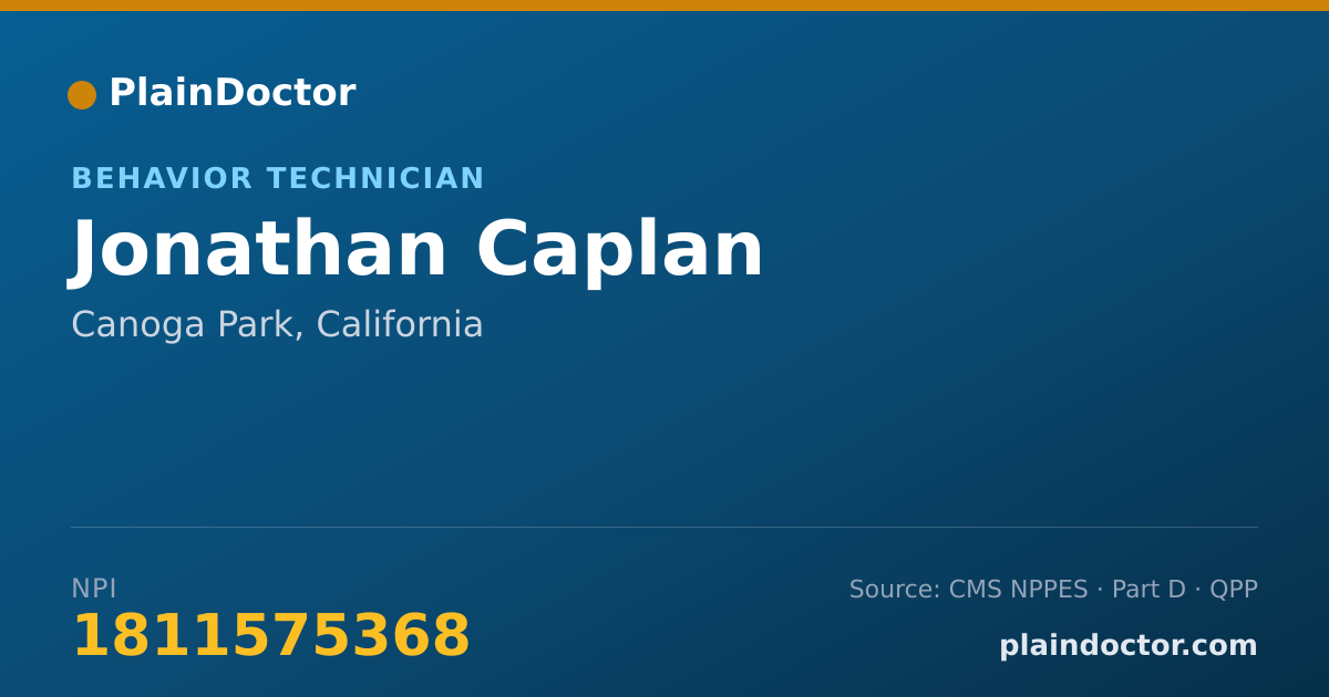 Shareable card for Jonathan Caplan - Behavior Technician, Canoga Park, CA