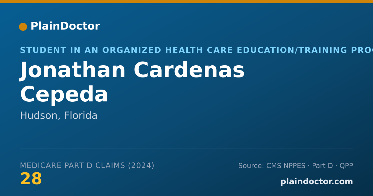 Shareable card for Jonathan Cardenas Cepeda - Student in an Organized Health Care Education/Training Program, Hudson, FL