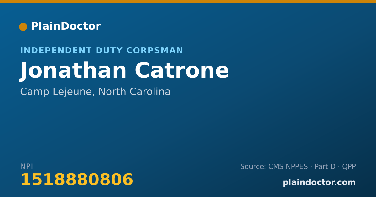 Shareable card for Jonathan Catrone - Independent Duty Corpsman, Camp Lejeune, NC