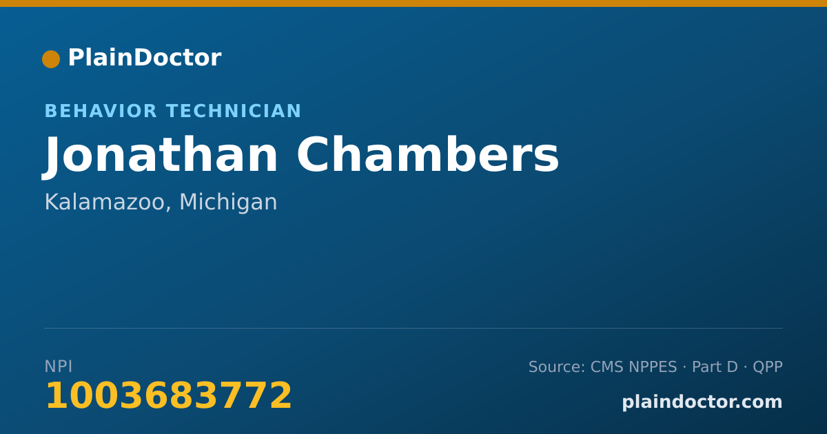 Shareable card for Jonathan Chambers - Behavior Technician, Kalamazoo, MI