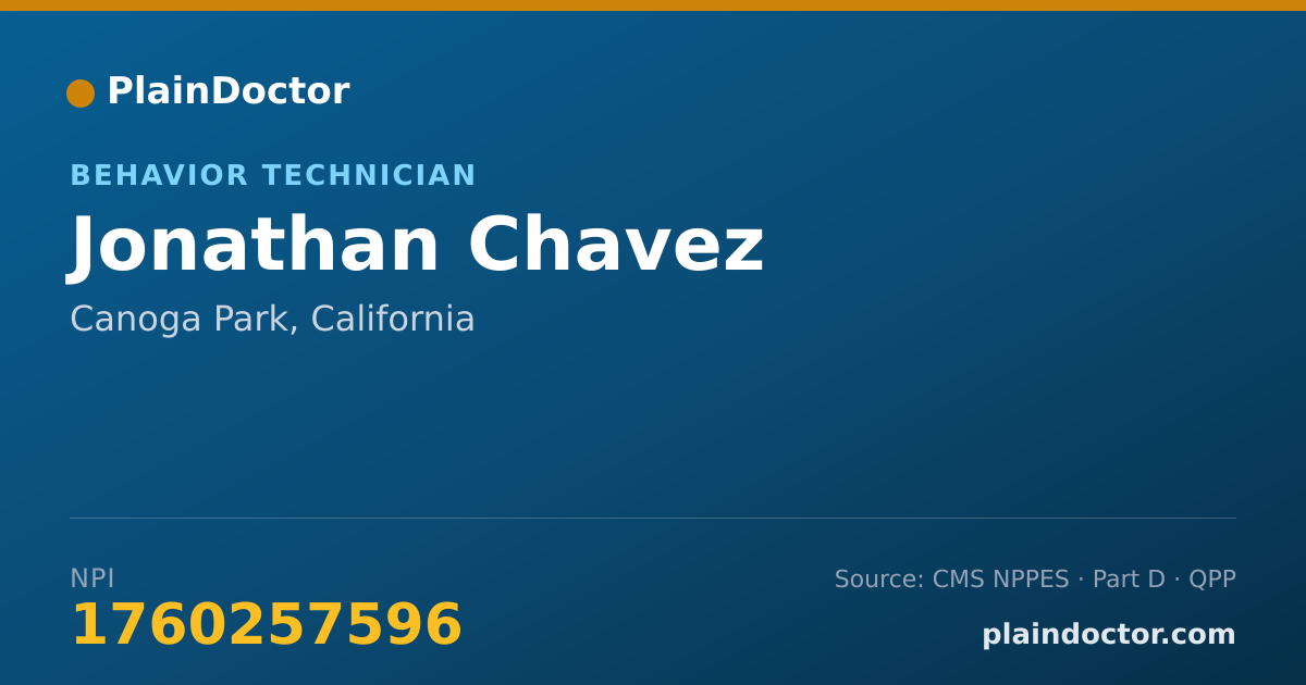 Shareable card for Jonathan Chavez - Behavior Technician, Canoga Park, CA