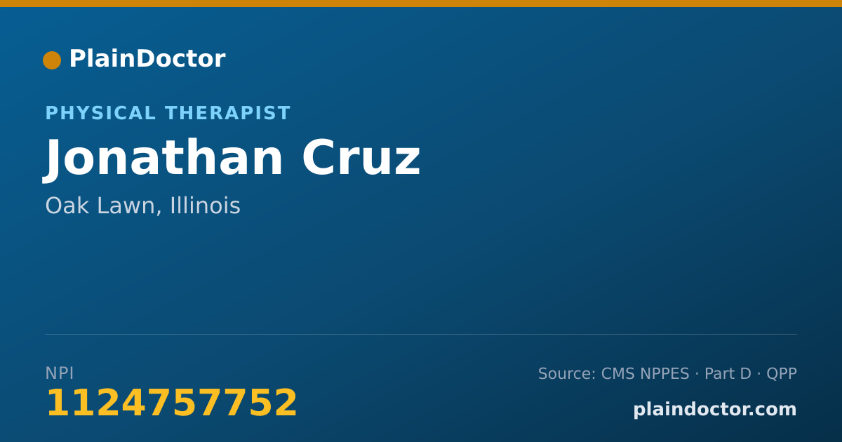 Shareable card for Jonathan Cruz - Physical Therapist, Oak Lawn, IL