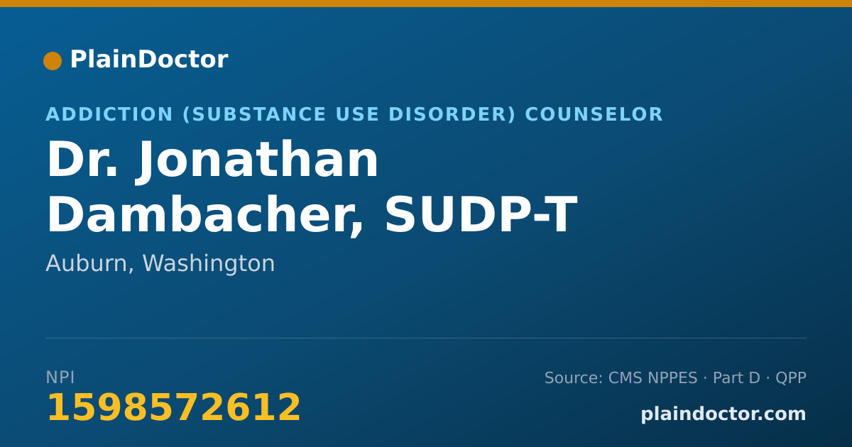 Shareable card for Jonathan Dambacher, SUDP-T - Addiction (Substance Use Disorder) Counselor, Auburn, WA