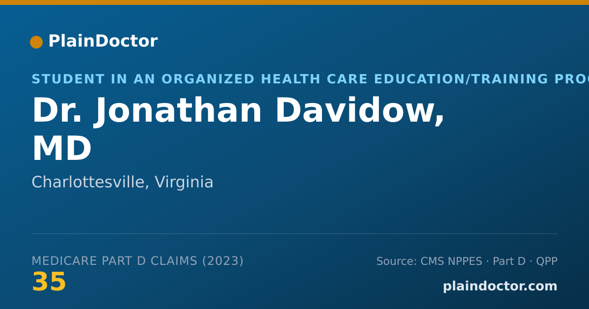 Shareable card for Jonathan Davidow, MD - Student in an Organized Health Care Education/Training Program, Charlottesville, VA