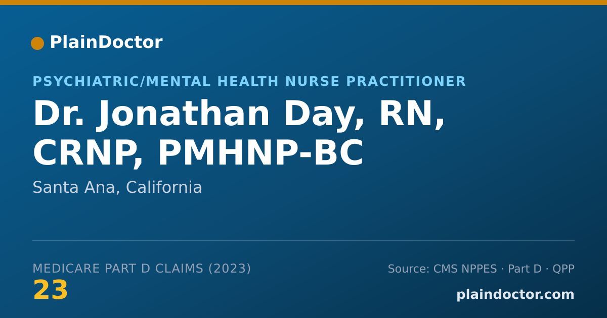 Shareable card for Jonathan Day, RN, CRNP, PMHNP-BC - Psychiatric/Mental Health Nurse Practitioner, Santa Ana, CA
