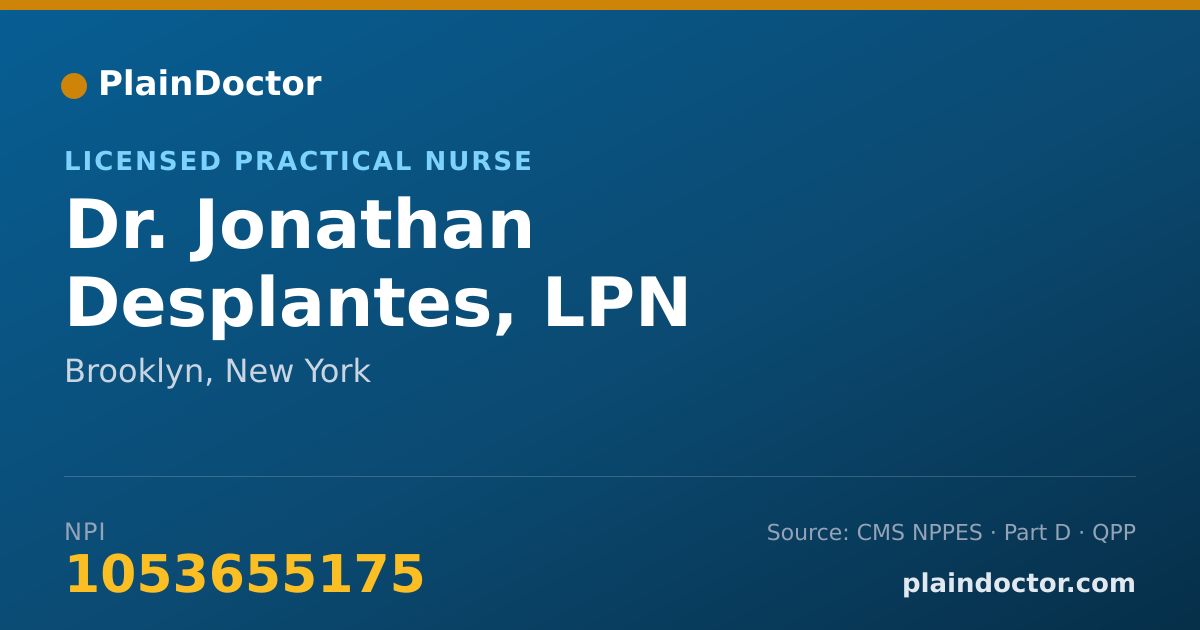 Shareable card for Jonathan Desplantes, LPN - Licensed Practical Nurse, Brooklyn, NY