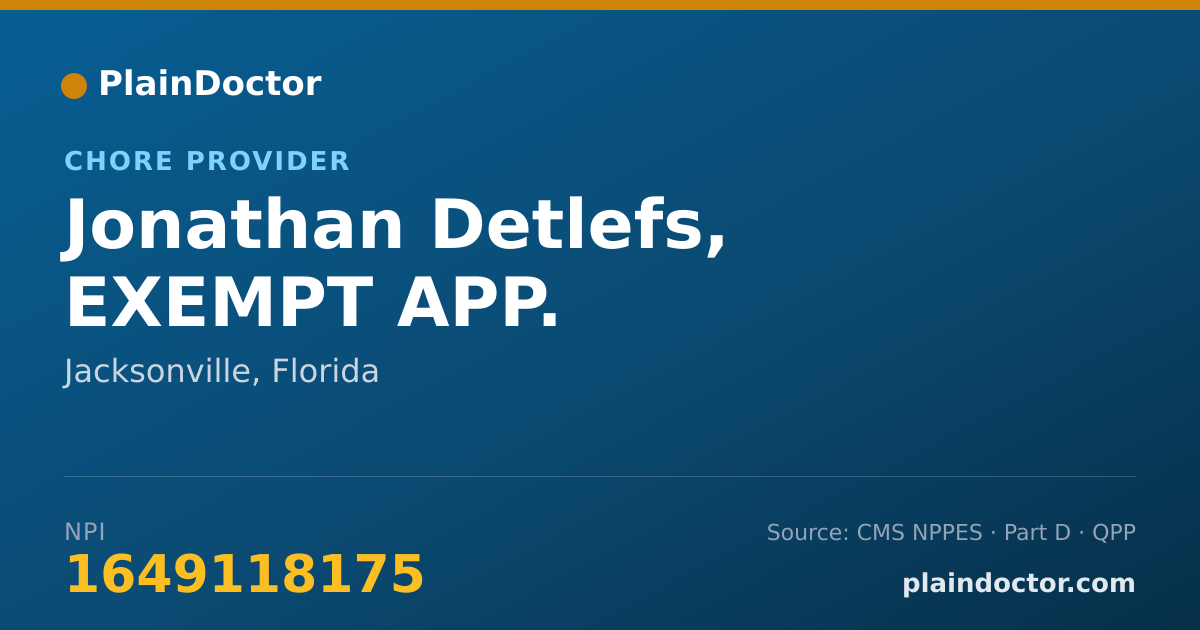 Shareable card for Jonathan Detlefs, EXEMPT APP. - Chore Provider, Jacksonville, FL