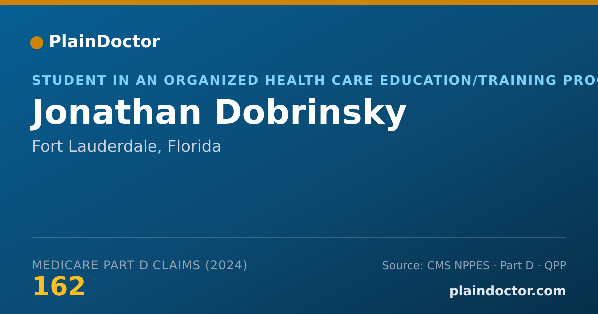 Shareable card for Jonathan Dobrinsky - Student in an Organized Health Care Education/Training Program, Fort Lauderdale, FL