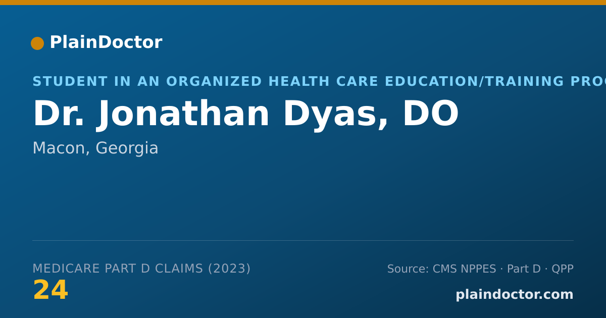Shareable card for Jonathan Dyas, DO - Student in an Organized Health Care Education/Training Program, Macon, GA