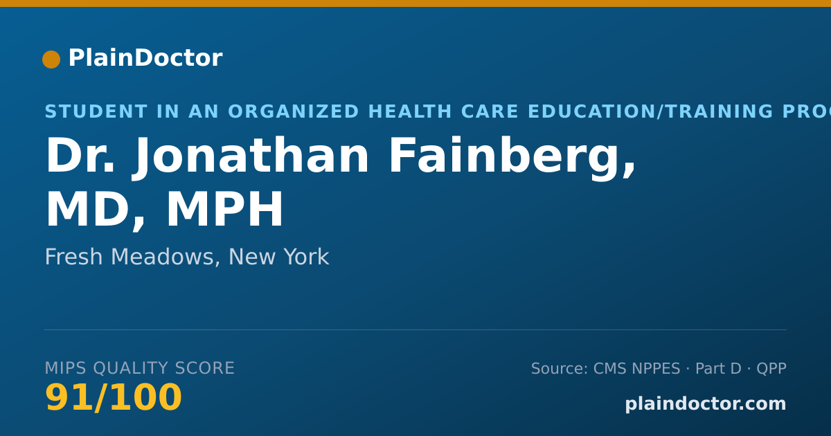 Shareable card for Jonathan Fainberg, MD, MPH - Student in an Organized Health Care Education/Training Program, Fresh Meadows, NY