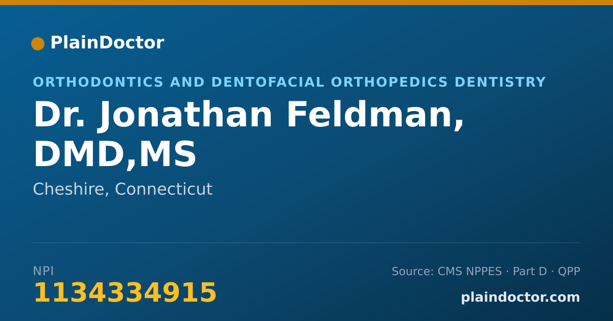Shareable card for Jonathan Feldman, DMD,MS - Orthodontics and Dentofacial Orthopedics Dentistry, Cheshire, CT