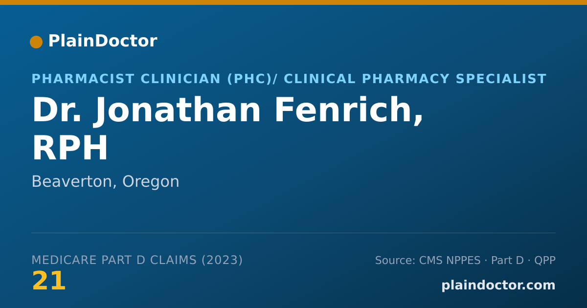 Shareable card for Jonathan Fenrich, RPH - Pharmacist Clinician (PhC)/ Clinical Pharmacy Specialist, Beaverton, OR