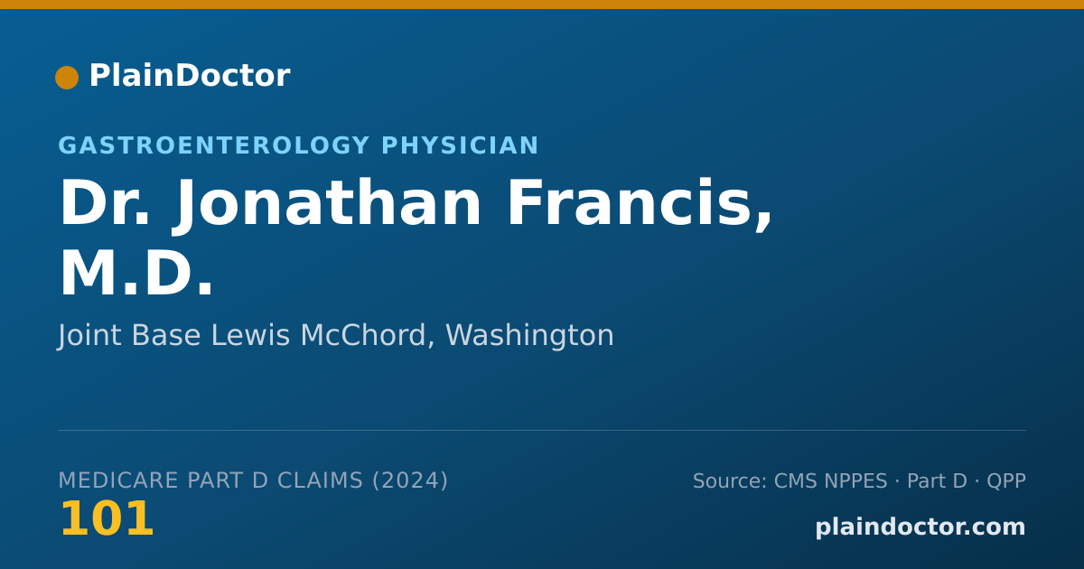 Shareable card for Jonathan Francis, M.D. - Gastroenterology Physician, Joint Base Lewis McChord, WA