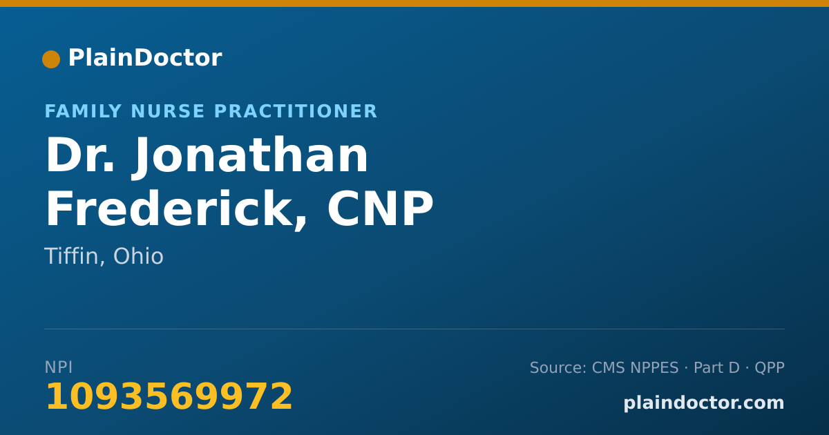 Shareable card for Jonathan Frederick, CNP - Family Nurse Practitioner, Tiffin, OH
