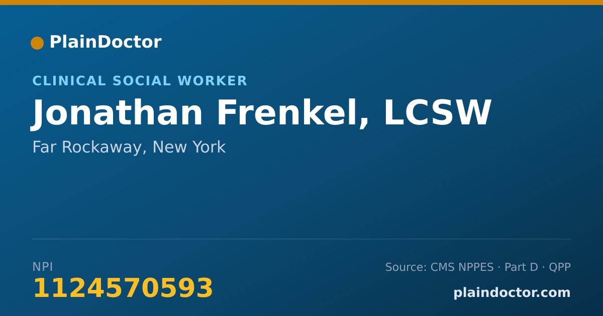 Shareable card for Jonathan Frenkel, LCSW - Clinical Social Worker, Far Rockaway, NY