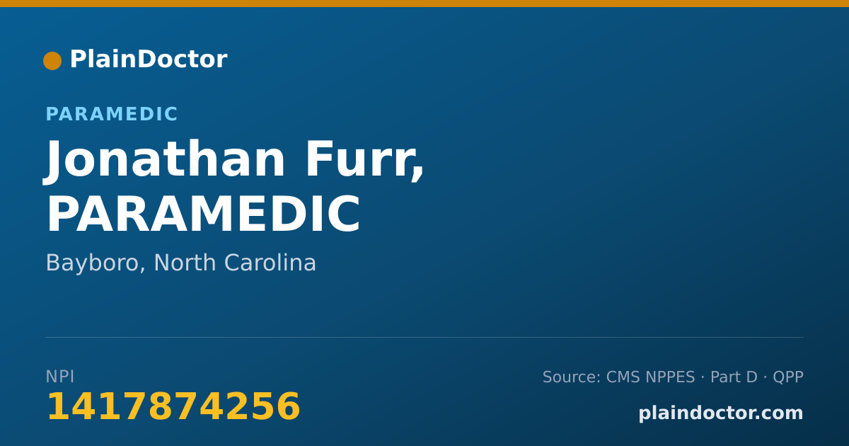 Shareable card for Jonathan Furr, PARAMEDIC - Paramedic, Bayboro, NC