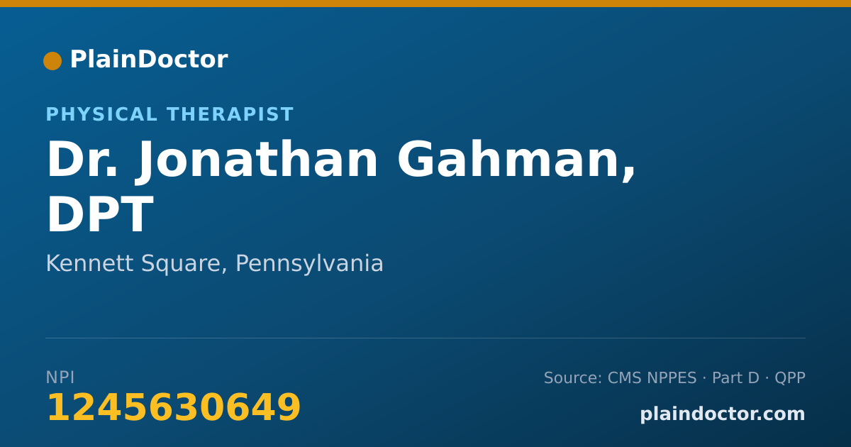 Shareable card for Jonathan Gahman, DPT - Physical Therapist, Kennett Square, PA