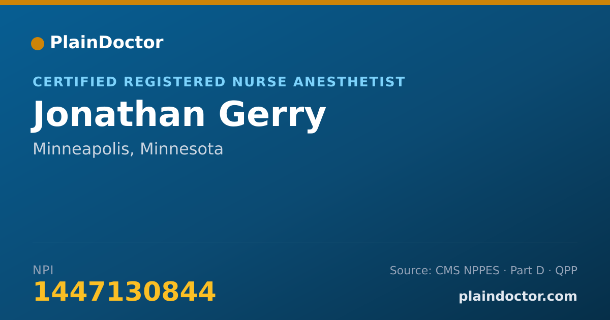 Shareable card for Jonathan Gerry - Certified Registered Nurse Anesthetist, Minneapolis, MN