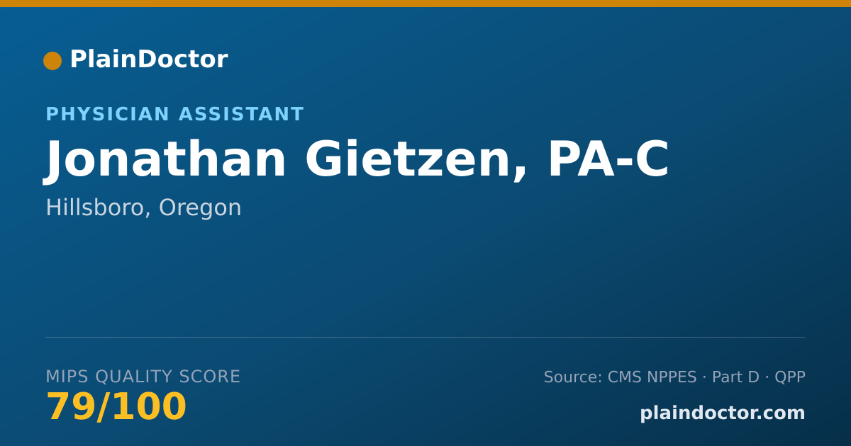 Shareable card for Jonathan Gietzen, PA-C - Physician Assistant, Hillsboro, OR