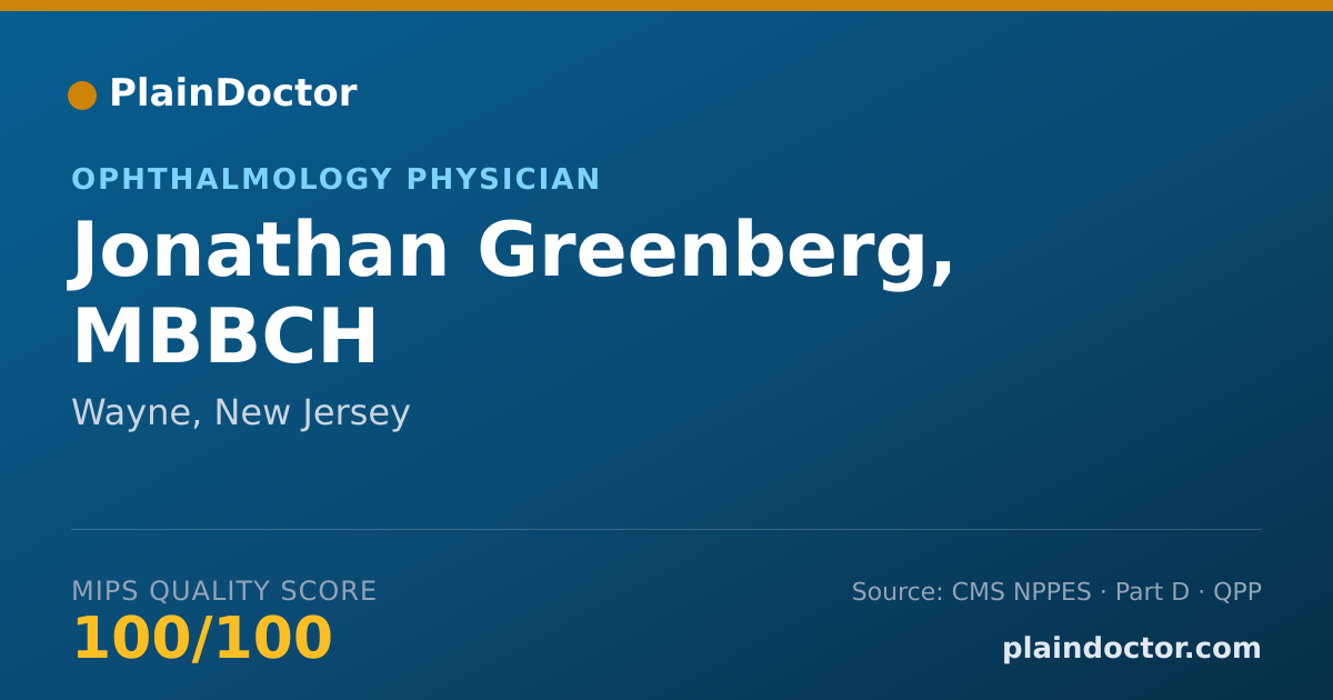 Shareable card for Jonathan Greenberg, MBBCH - Ophthalmology Physician, Wayne, NJ