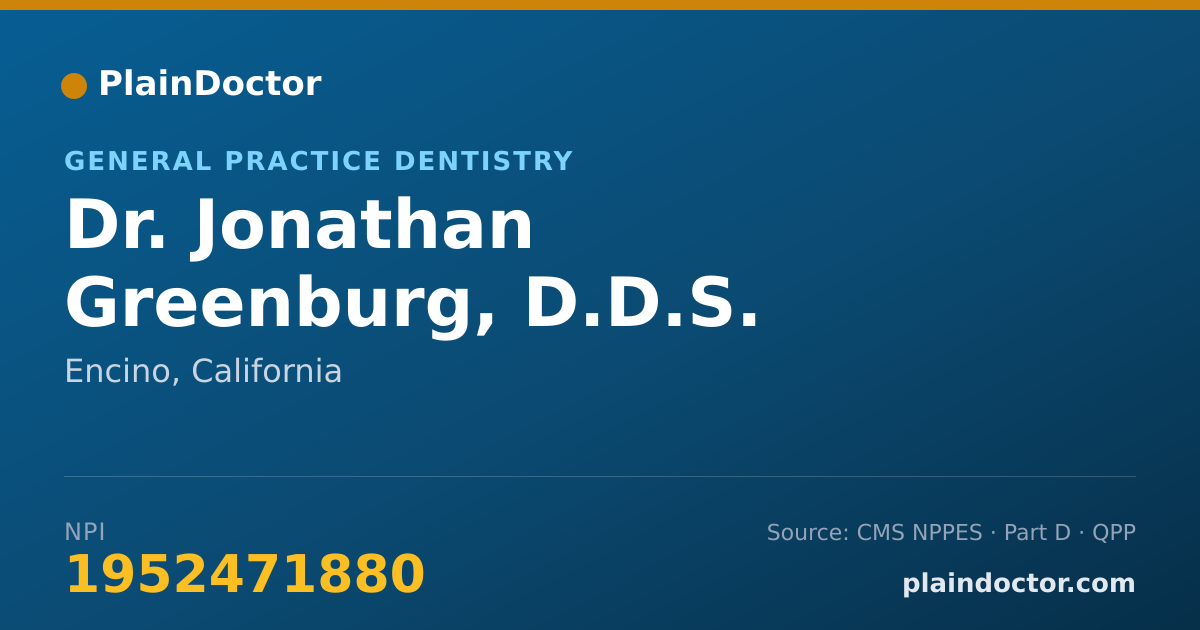 Shareable card for Jonathan Greenburg, D.D.S. - General Practice Dentistry, Encino, CA
