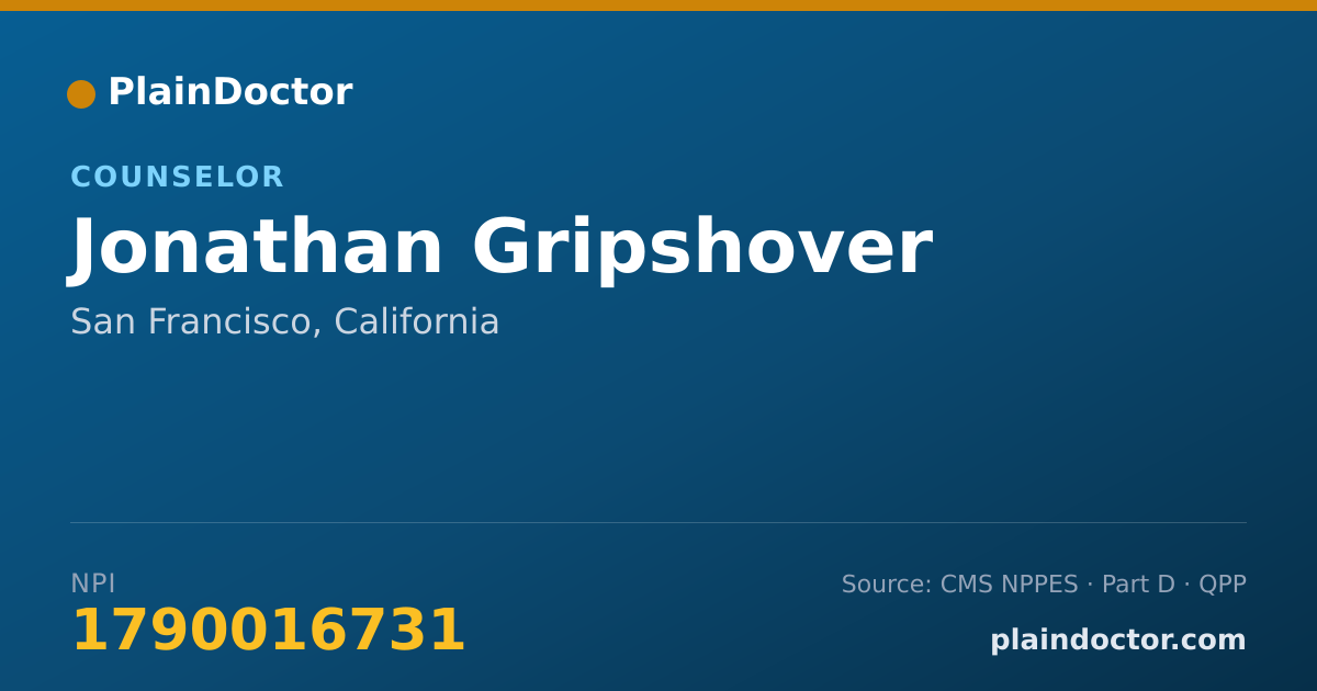 Shareable card for Jonathan Gripshover - Counselor, San Francisco, CA