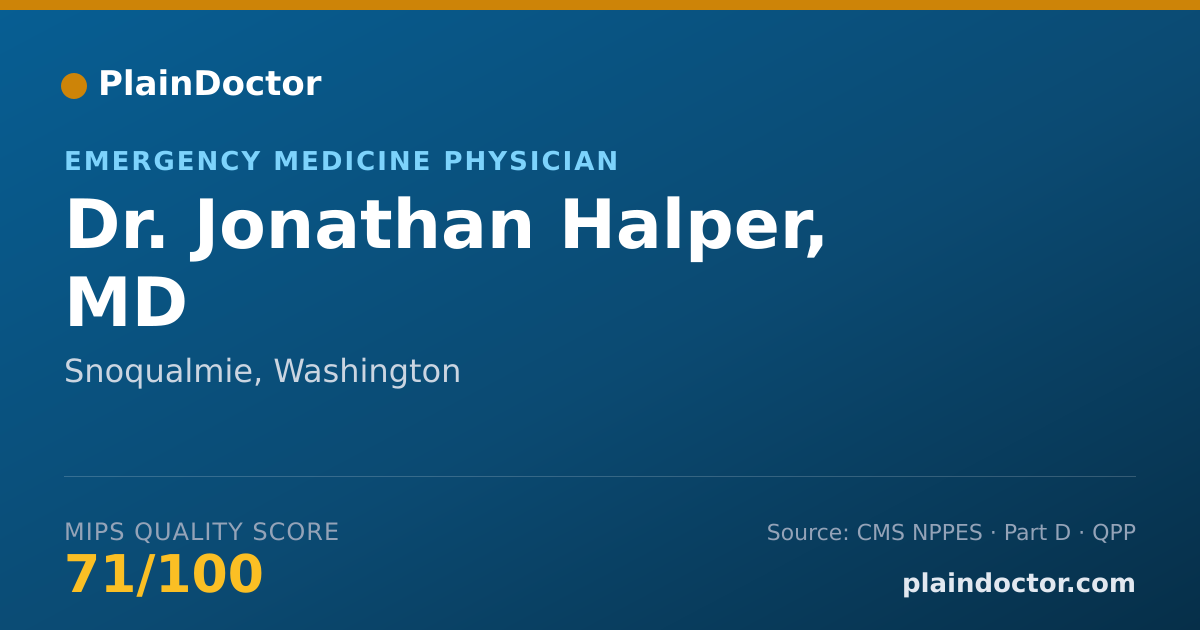 Shareable card for Jonathan Halper, MD - Emergency Medicine Physician, Snoqualmie, WA