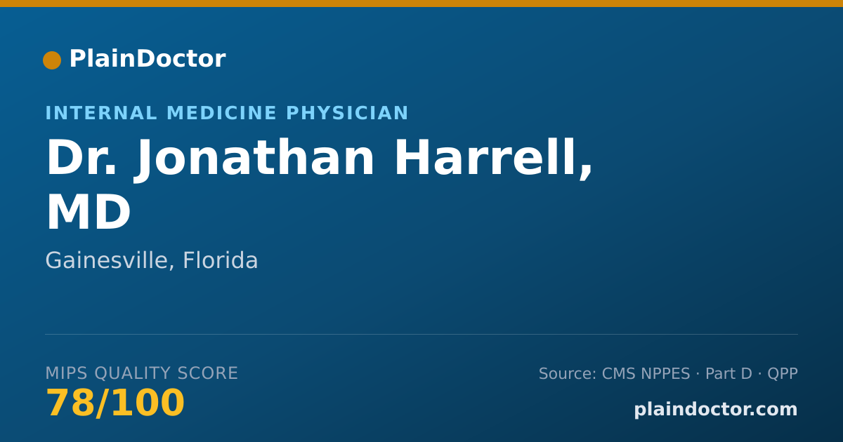 Shareable card for Jonathan Harrell, MD - Internal Medicine Physician, Gainesville, FL