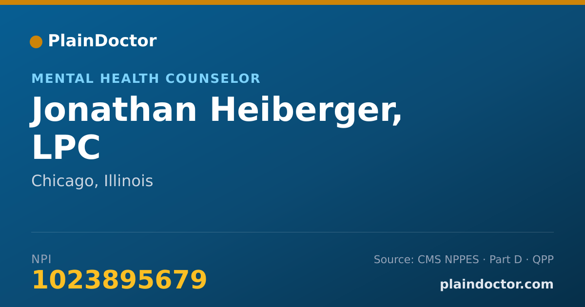 Shareable card for Jonathan Heiberger, LPC - Mental Health Counselor, Chicago, IL