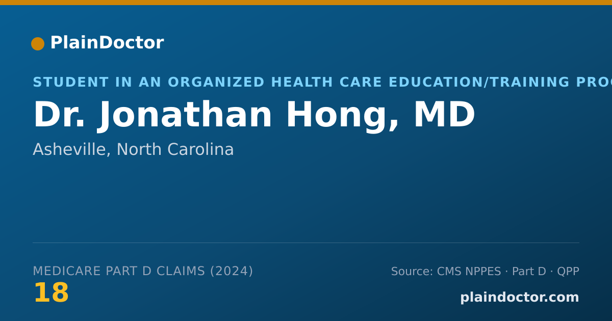 Shareable card for Jonathan Hong, MD - Student in an Organized Health Care Education/Training Program, Asheville, NC