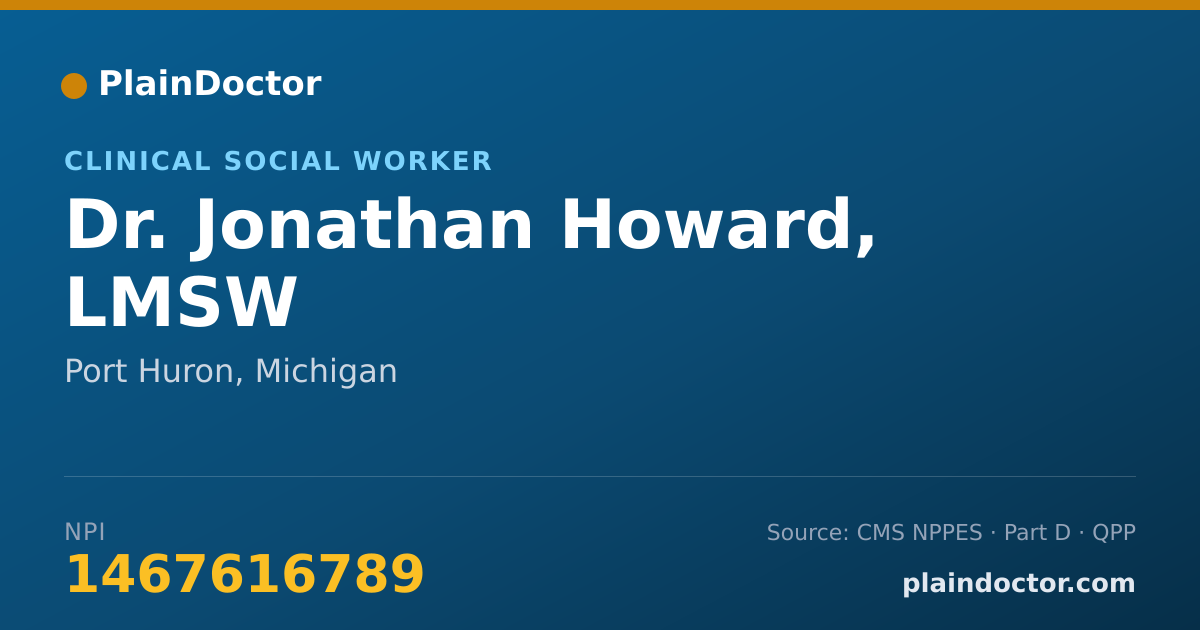 Shareable card for Jonathan Howard, LMSW - Clinical Social Worker, Port Huron, MI