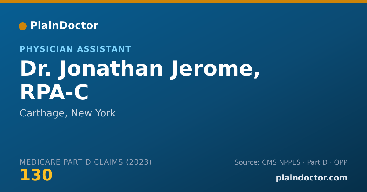 Shareable card for Jonathan Jerome, RPA-C - Physician Assistant, Carthage, NY