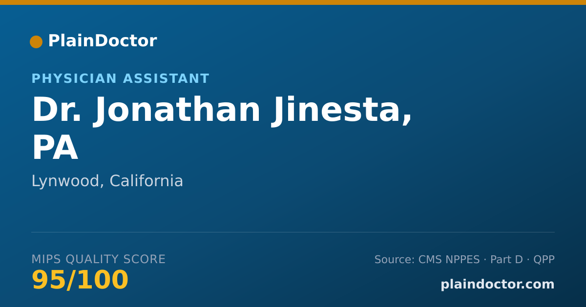 Shareable card for Jonathan Jinesta, PA - Physician Assistant, Lynwood, CA