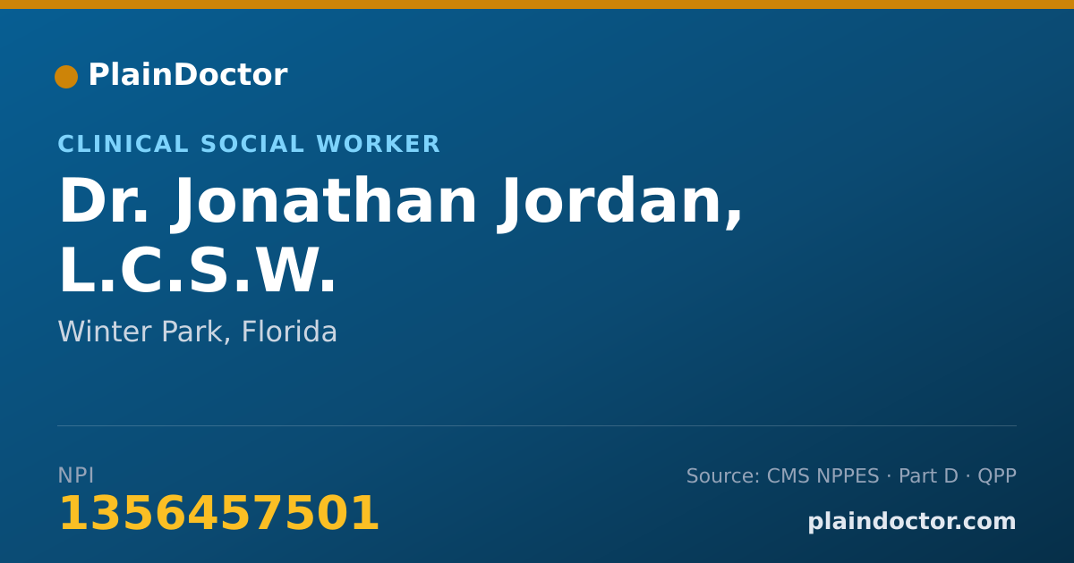 Shareable card for Jonathan Jordan, L.C.S.W. - Clinical Social Worker, Winter Park, FL