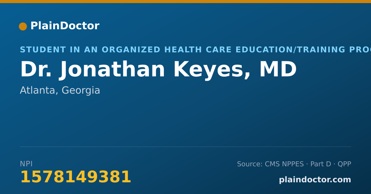 Shareable card for Jonathan Keyes, MD - Student in an Organized Health Care Education/Training Program, Atlanta, GA
