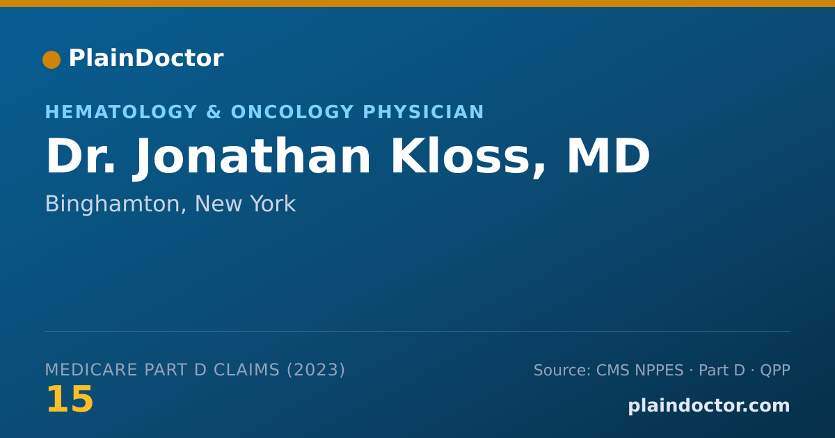 Shareable card for Jonathan Kloss, MD - Hematology & Oncology Physician, Binghamton, NY
