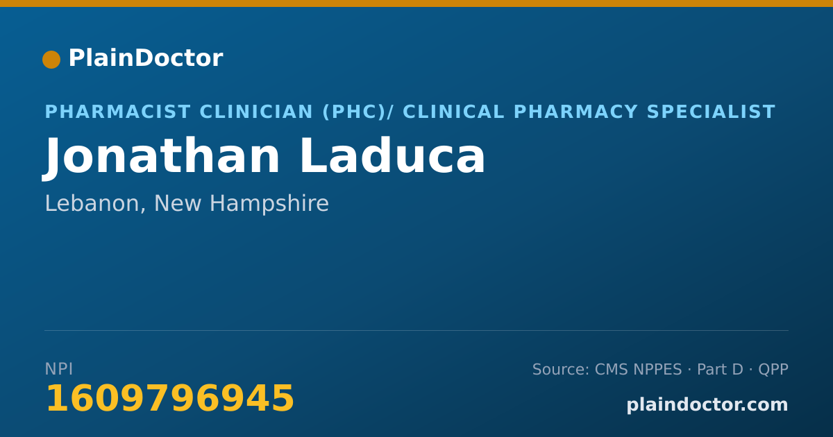 Shareable card for Jonathan Laduca - Pharmacist Clinician (PhC)/ Clinical Pharmacy Specialist, Lebanon, NH
