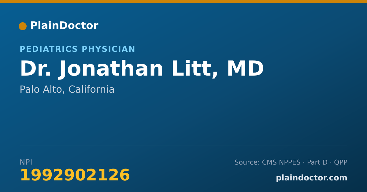 Shareable card for Jonathan Litt, MD - Pediatrics Physician, Palo Alto, CA