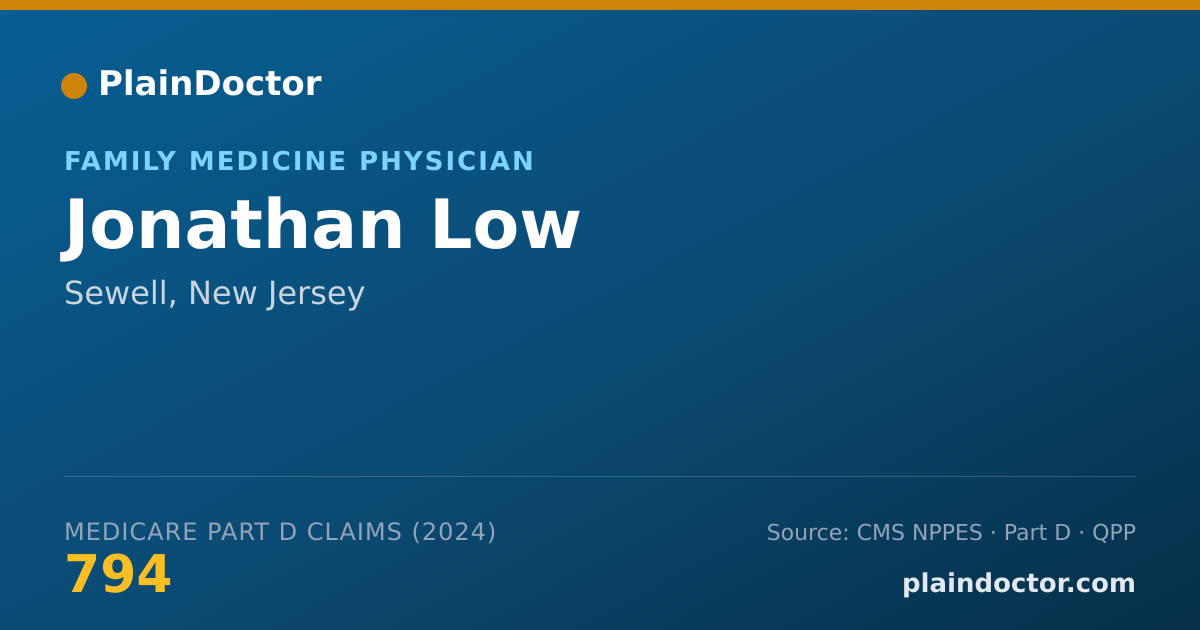 Shareable card for Jonathan Low - Family Medicine Physician, Sewell, NJ