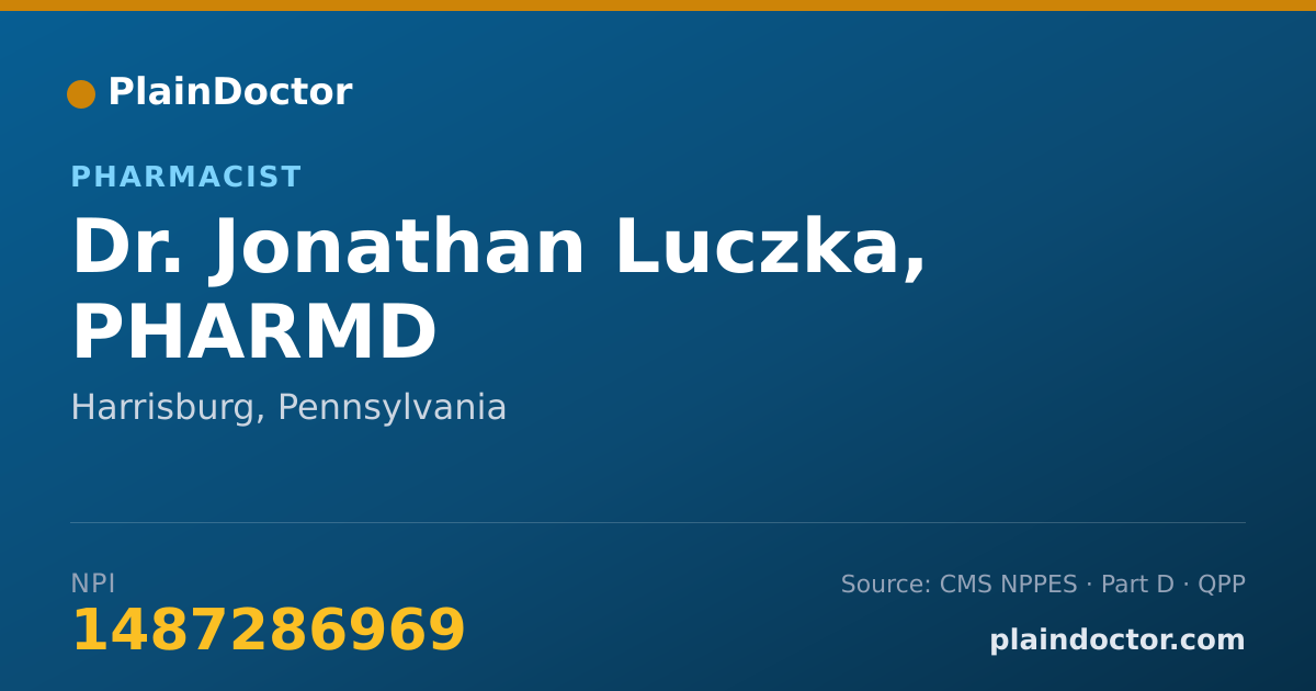 Shareable card for Jonathan Luczka, PHARMD - Pharmacist, Harrisburg, PA