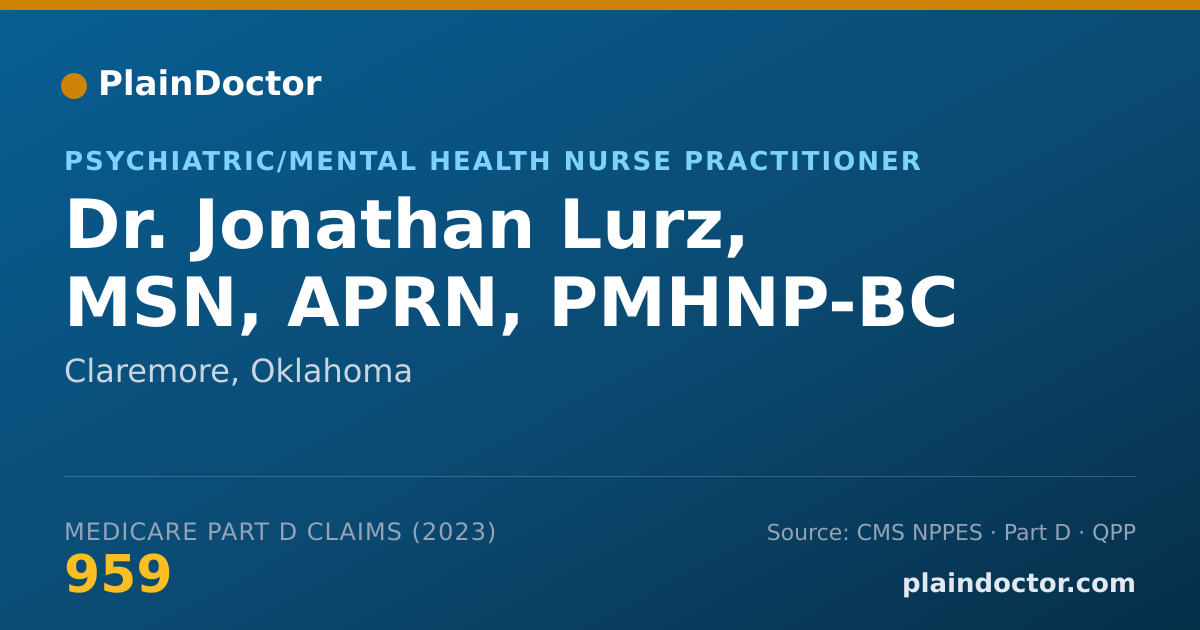 Shareable card for Jonathan Lurz, MSN, APRN, PMHNP-BC - Psychiatric/Mental Health Nurse Practitioner, Claremore, OK