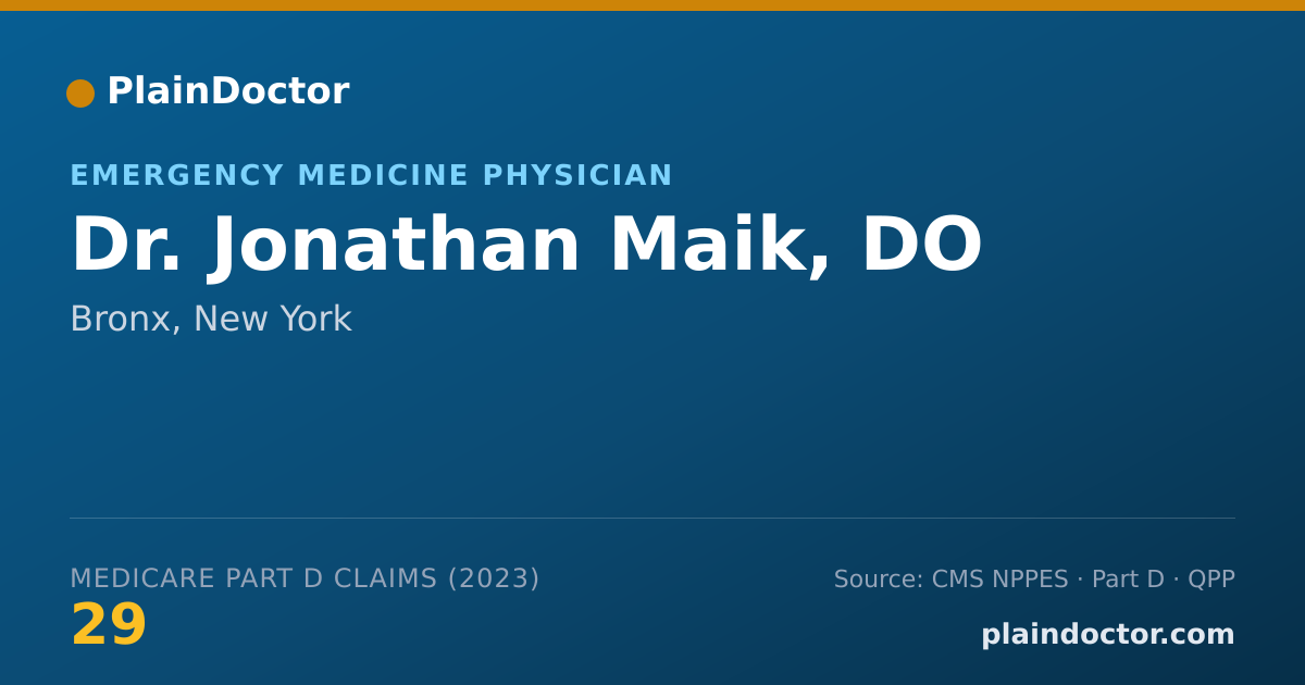 Shareable card for Jonathan Maik, DO - Emergency Medicine Physician, Bronx, NY