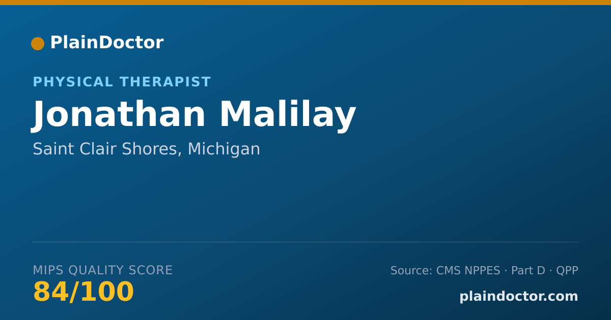 Shareable card for Jonathan Malilay - Physical Therapist, Saint Clair Shores, MI