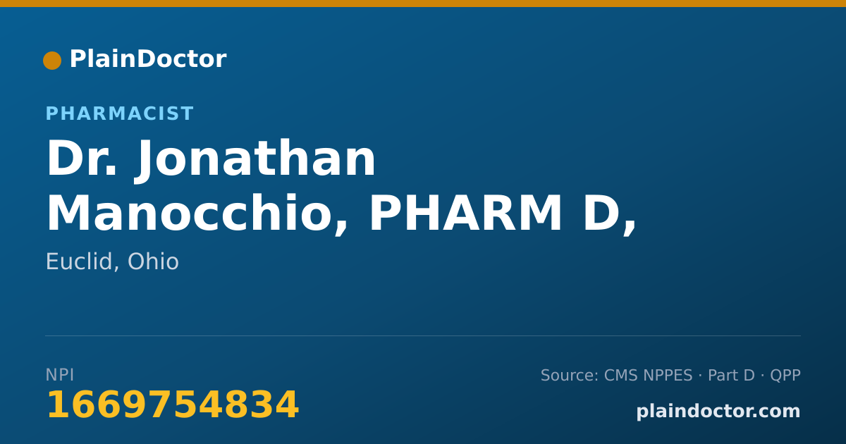 Shareable card for Jonathan Manocchio, PHARM D, BCPS - Pharmacist, Euclid, OH