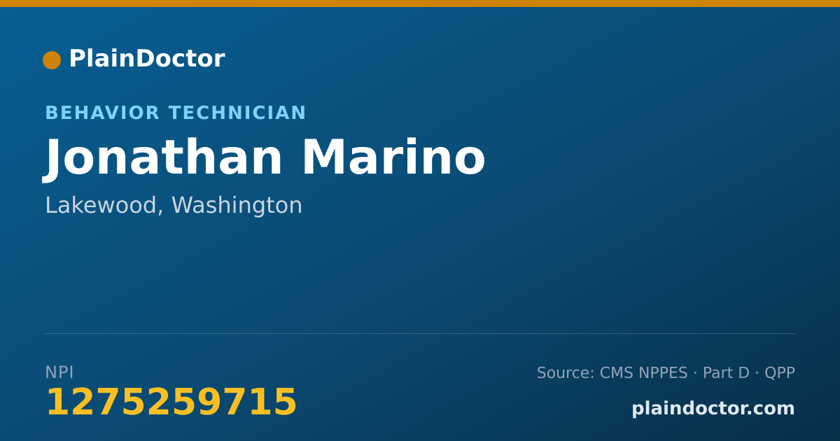 Shareable card for Jonathan Marino - Behavior Technician, Lakewood, WA