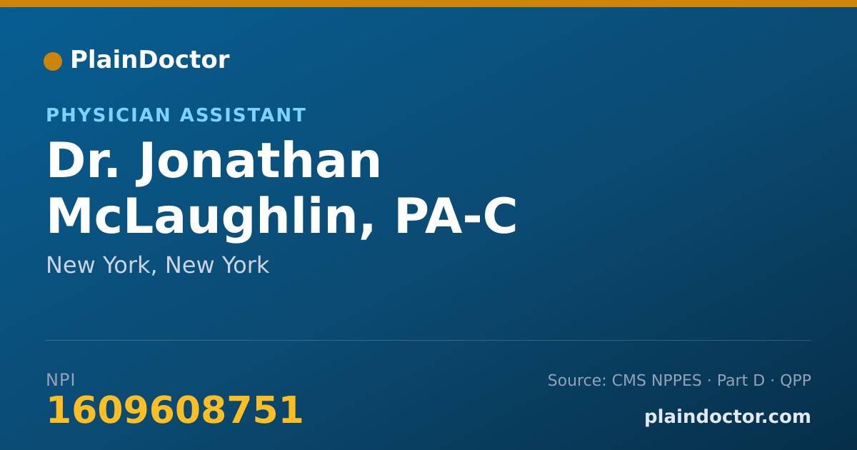 Shareable card for Jonathan McLaughlin, PA-C - Physician Assistant, New York, NY