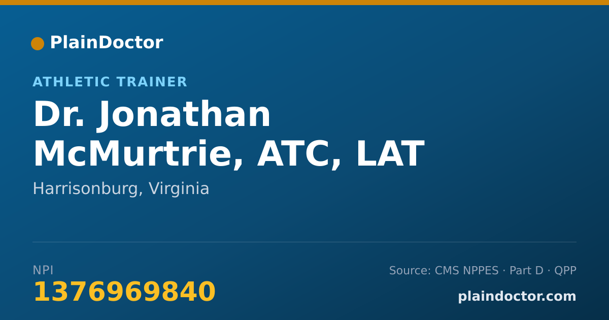 Shareable card for Jonathan McMurtrie, ATC, LAT - Athletic Trainer, Harrisonburg, VA