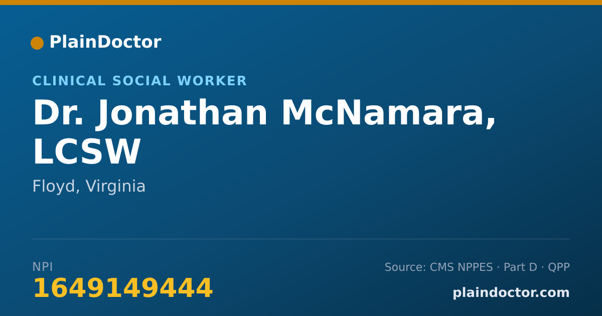 Shareable card for Jonathan McNamara, LCSW - Clinical Social Worker, Floyd, VA