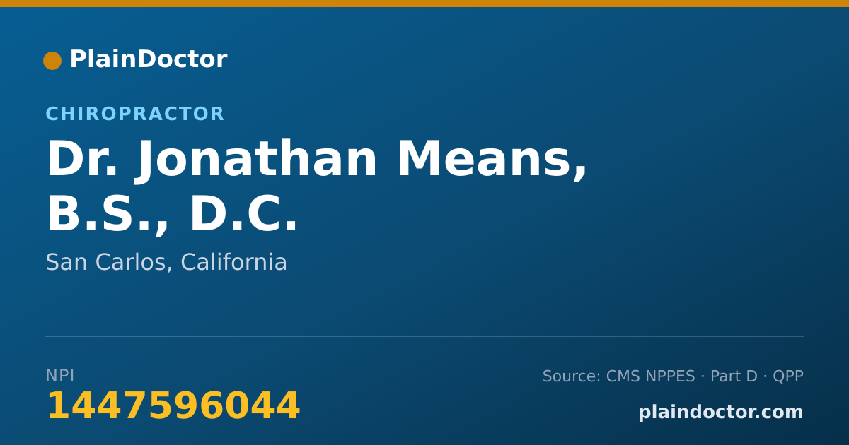 Shareable card for Jonathan Means, B.S., D.C. - Chiropractor, San Carlos, CA